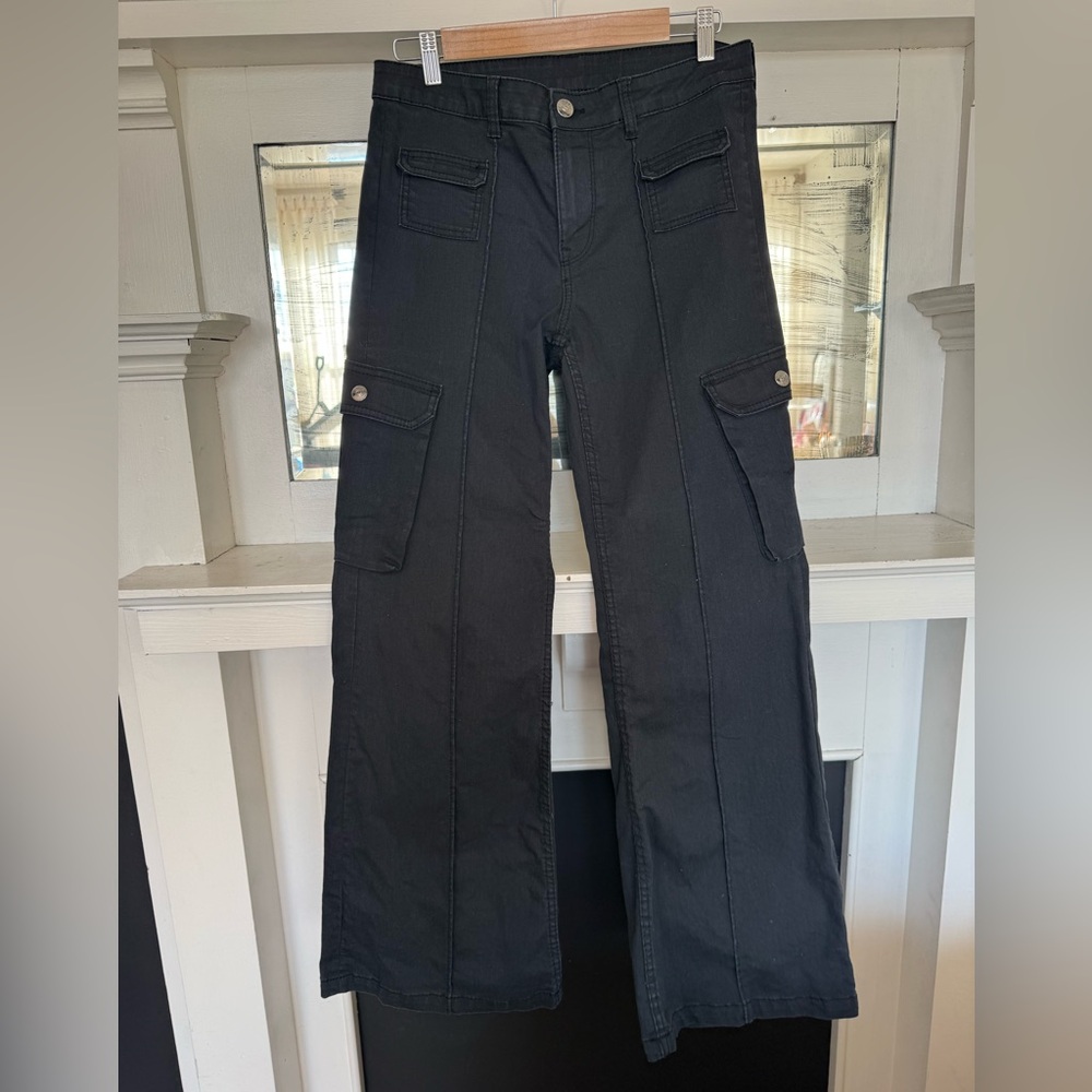 H&M Divided Y2K Cargo Flare Pants Black